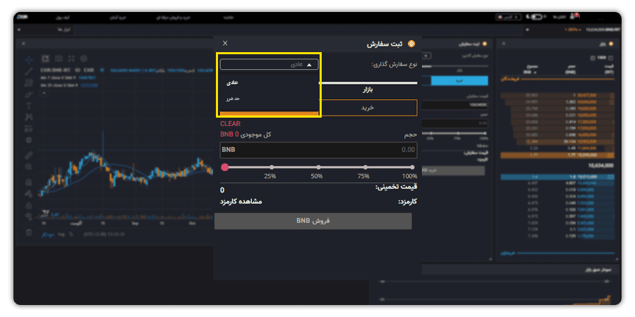 سفارش خرید BNB با تعیین حد ضرر