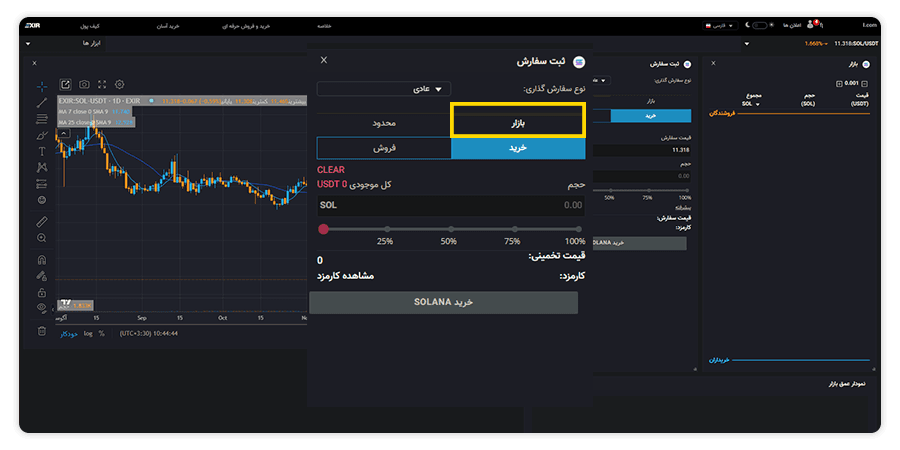 ثبت سفارش بازار برای خرید پولکادات