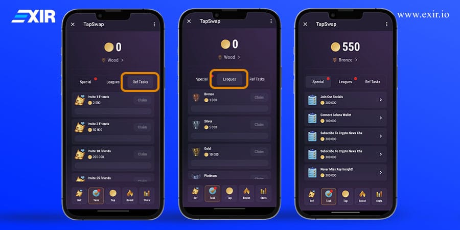 انجام تسک ها در بازی تپ سواپ