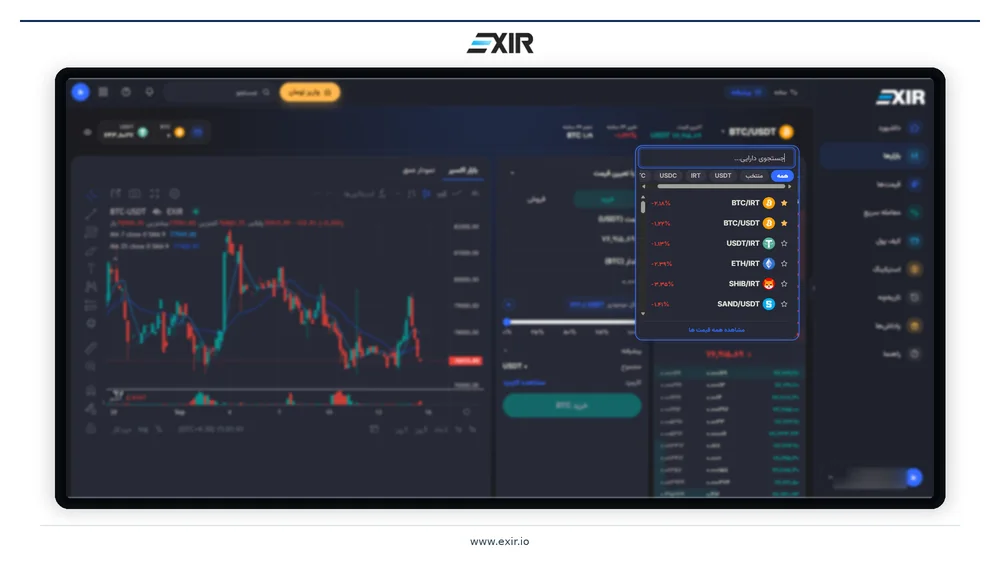 انتخاب بازار در صرافی اکسیر