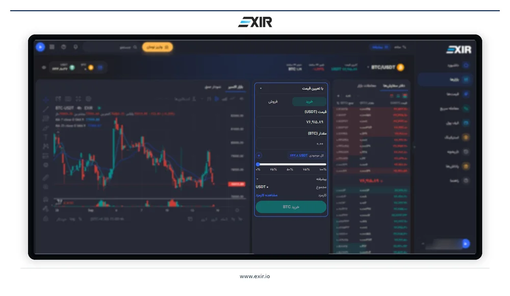 ثبت سفارش خرید و فروش ارز دیجیتال در اکسیر