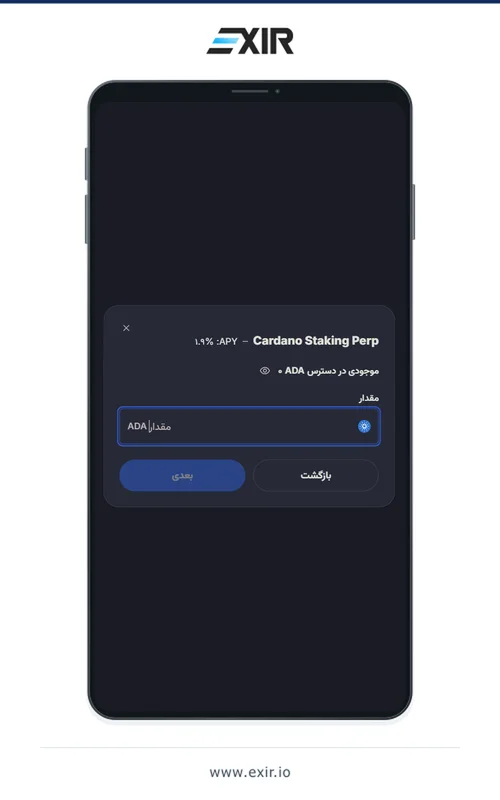 وارد کردن مقدار دارایی برای استیک در اکسیر