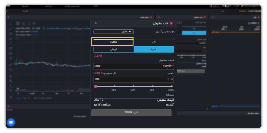 ثبت سفارش بازارTRX 