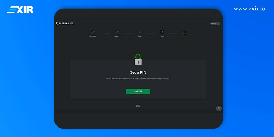 تعیین رمز عبور در کیف پول trezor
